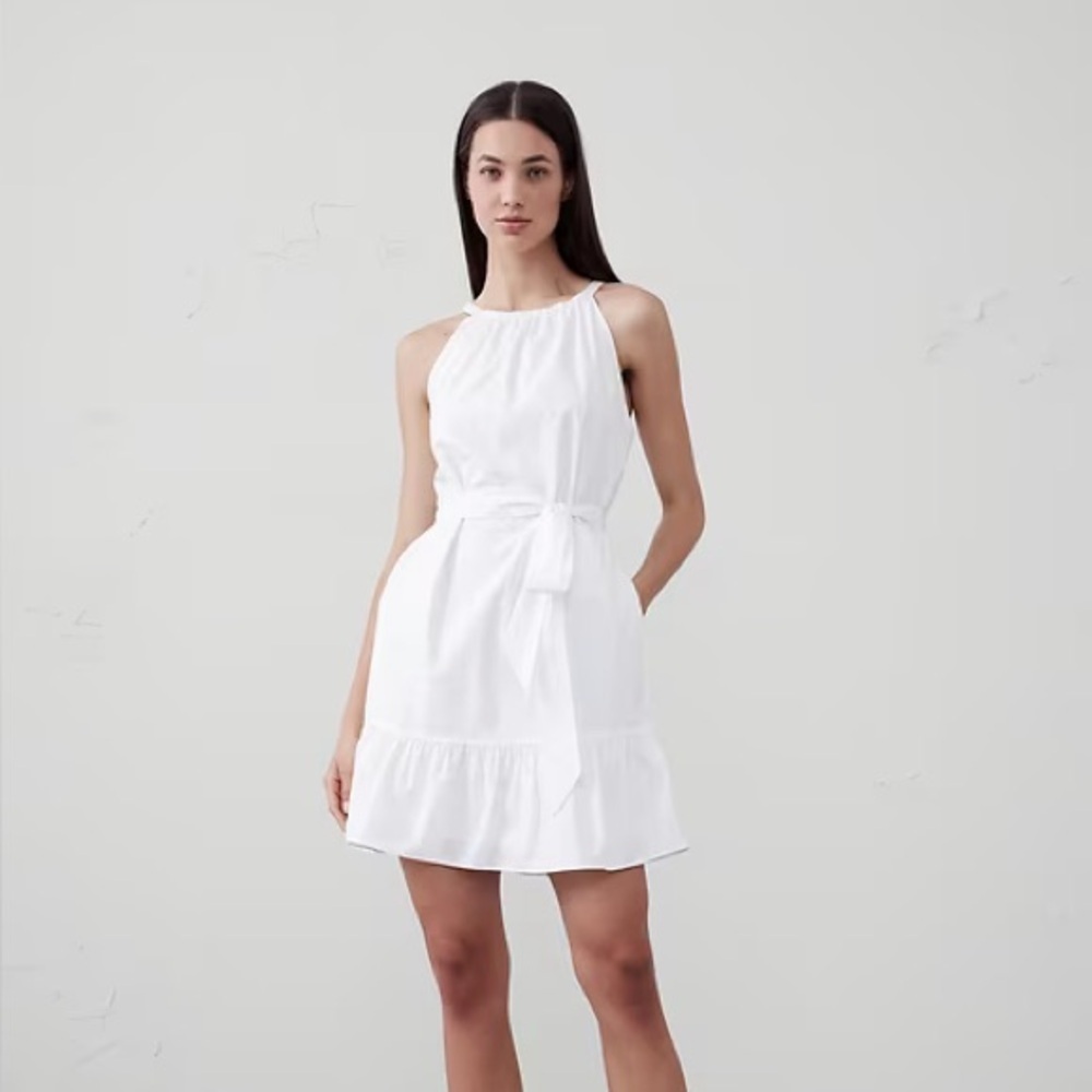 NWT! Banana Republic White Mini Dress Poplin Halter Dress - Size XL